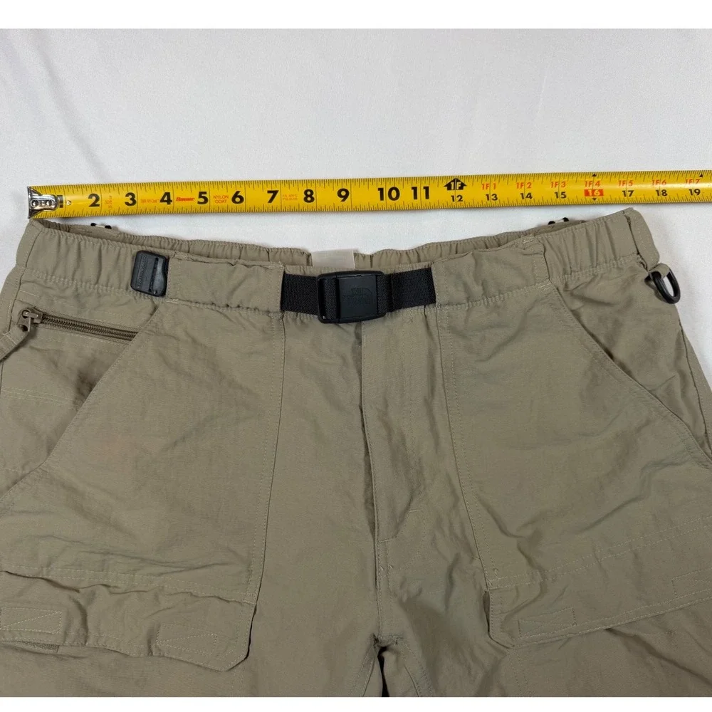 The North Face Mens L Khaki Convertible Cargo Hiking Pants Zip Off Tan Nylon